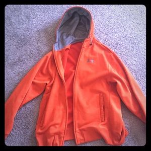 Under Armour Full Zip Up Hoodie Large Orange